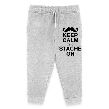 keep calm moustache - Kids Organic Sweatpants by Stanley/Stella - heather grey - Front