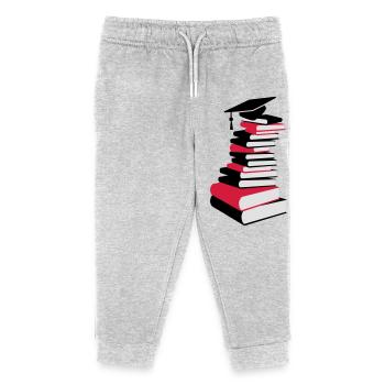 Bücherstapel mit Doktorhut - Kinder Organic Jogginghose Mini Mover von Stanley/Stella - Grau meliert - Vorne
