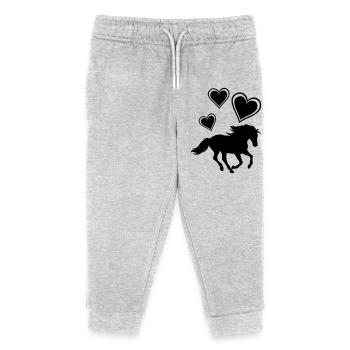 Chevaux cheval,équitation,poney,cow-boy,trot,galop - Pantalon de jogging enfant bio Stanley/Stella - gris chiné - Devant
