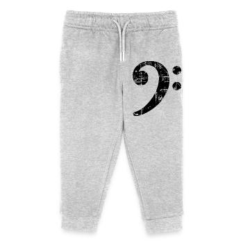 Bassschlüssel (Vintage Schwarz) Bassisten Bass - Kinder Organic Jogginghose Mini Mover von Stanley/Stella - Grau meliert - Vorne