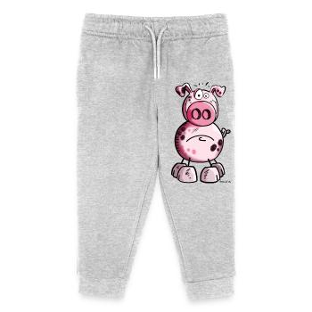 Lustiges Schwein - Kinder Organic Jogginghose Mini Mover von Stanley/Stella - Grau meliert - Vorne