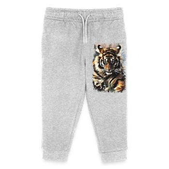 tiger - Kids Organic Sweatpants by Stanley/Stella - heather grey - Front