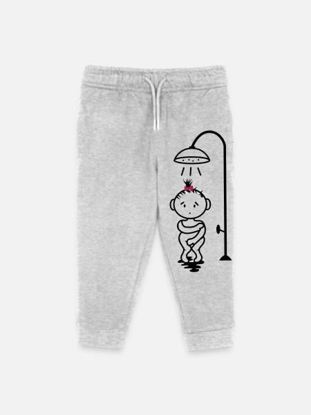 scheues Mädchen unter der Dusche - Kinder Organic Jogginghose Mini Mover von Stanley/Stella - Grau meliert