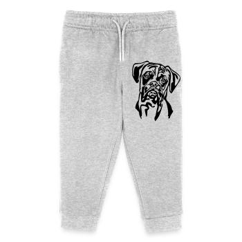 Boxer Kopf - Kinder Organic Jogginghose Mini Mover von Stanley/Stella - Grau meliert - Vorne