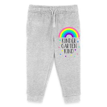 Regenbogen Kindergartenkind Kindergarten Geschenk - Kinder Organic Jogginghose Mini Mover von Stanley/Stella - Grau meliert - Vorne
