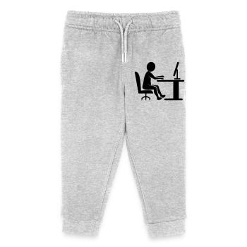 Icon desk work / black and white - Kids Organic Sweatpants by Stanley/Stella - heather grey - Front