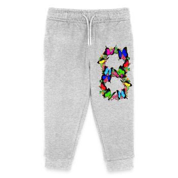 8th birthday - 8 years old - children - gift - Kids Organic Sweatpants by Stanley/Stella - heather grey - Front