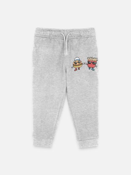 Burger und Pommes - Kinder Organic Jogginghose Mini Mover von Stanley/Stella - Grau meliert