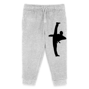 High Kick von Taekwondo oder Karate Schattenfigur - Kinder Organic Jogginghose Mini Mover von Stanley/Stella - Grau meliert - Vorne