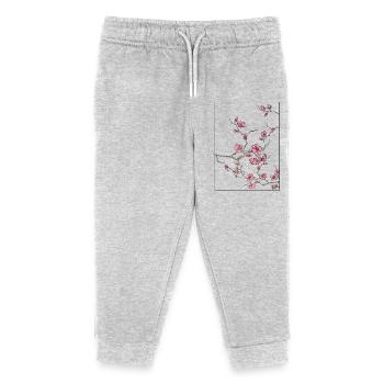 Cherry Blossoms Floral Design - Kids Organic Sweatpants by Stanley/Stella - heather grey - Front