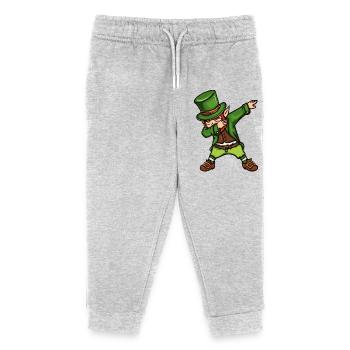 Dancing Leprechaun St. Patrick's Day Irish - Kids Organic Sweatpants by Stanley/Stella - heather grey - Front