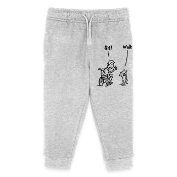 Setzen Sie sich hin und gehen Sie. Rollstuhlfahrer vs. Hund. Humor # - Kinder Organic Jogginghose Mini Mover von Stanley/Stella - Grau meliert - Vorne