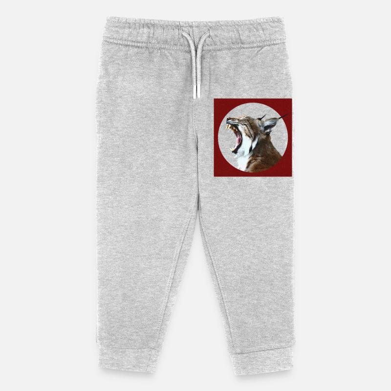 Luchs Wildkatzen Freiheit - Kinder Organic Jogginghose Mini Mover von Stanley/Stella - Grau meliert