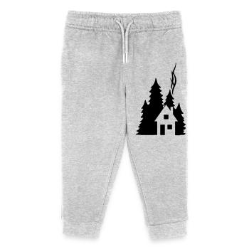 Waldhaus Tannen Silhouette - Cozy Nature Design - Kinder Organic Jogginghose Mini Mover von Stanley/Stella - Grau meliert - Vorne