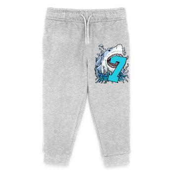 7. Geburtstag Hai - Kinder Organic Jogginghose Mini Mover von Stanley/Stella - Grau meliert - Vorne