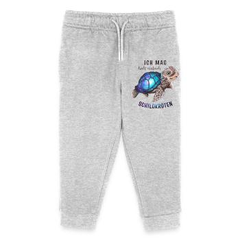 Ich mag halt einfach Schildkröten - Kinder Organic Jogginghose Mini Mover von Stanley/Stella - Grau meliert - Vorne