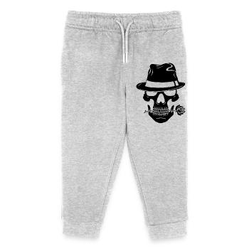 Black gangster skull - Kids Organic Sweatpants by Stanley/Stella - heather grey - Front