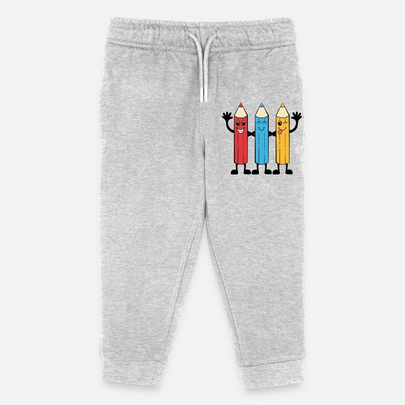 Buntstifte im Comic-Stil - Kinder Organic Jogginghose Mini Mover von Stanley/Stella - Grau meliert