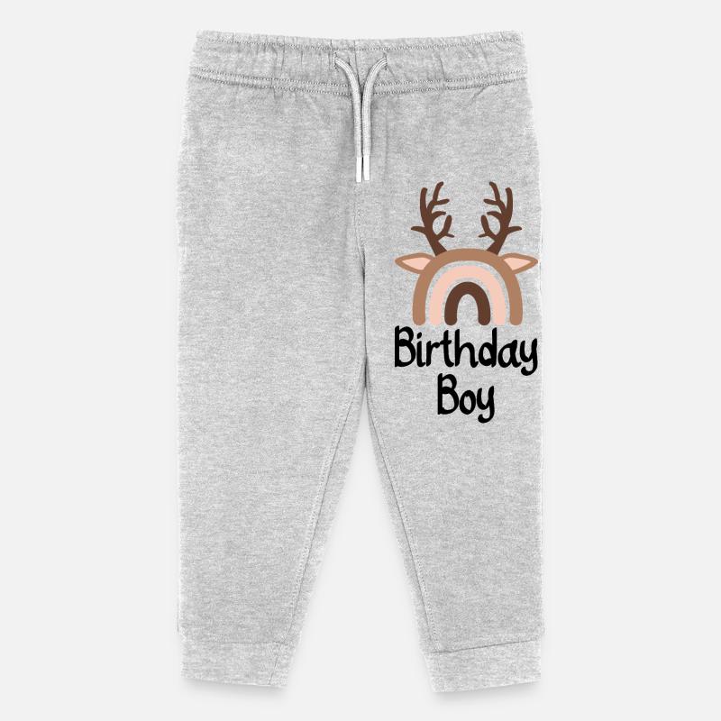 Pastellfarbenes Regenbogen-Hirsch-Emblem - Kinder Organic Jogginghose Mini Mover von Stanley/Stella - Grau meliert