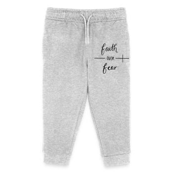 faith over fear - Kids Organic Sweatpants by Stanley/Stella - heather grey - Front
