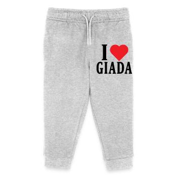 T-Shirt Ich liebe Giada T-Shirt Geschenkidee - Kinder Organic Jogginghose Mini Mover von Stanley/Stella - Grau meliert - Vorne