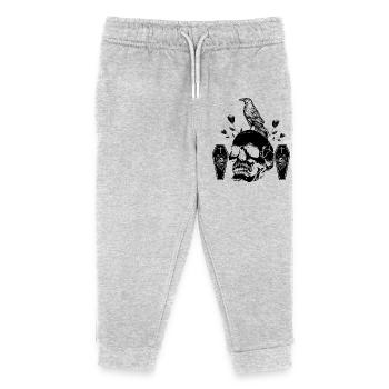 Schwarzer Rabe auf Totenkopf - Kinder Organic Jogginghose Mini Mover von Stanley/Stella - Grau meliert - Vorne