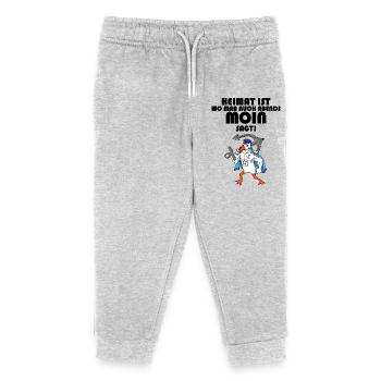 Nordsee Plattdeutsch Spruch Moin Möwe - Kinder Organic Jogginghose Mini Mover von Stanley/Stella - Grau meliert - Vorne