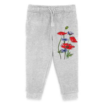 Mohnblumen und Kornblumen im Sommer - Kinder Organic Jogginghose Mini Mover von Stanley/Stella - Grau meliert - Vorne