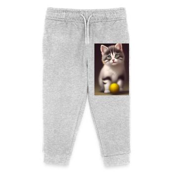 Baby Katze - Kinder Organic Jogginghose Mini Mover von Stanley/Stella - Grau meliert - Vorne