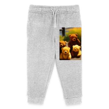 Teddybär - Kinder Organic Jogginghose Mini Mover von Stanley/Stella - Grau meliert - Vorne