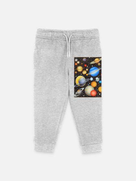 Weltall und Planeten - Kinder Organic Jogginghose Mini Mover von Stanley/Stella - Grau meliert