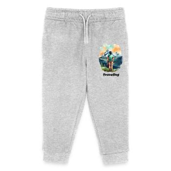 Traveling - Kids Organic Sweatpants by Stanley/Stella - heather grey - Front