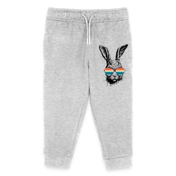 Retro Hase Mit Sonnenbrille Ostern Kaninchen Ohren - Kinder Organic Jogginghose Mini Mover von Stanley/Stella - Grau meliert - Vorne