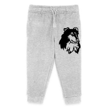 Collie Kopf - Kinder Organic Jogginghose Mini Mover von Stanley/Stella - Grau meliert - Vorne