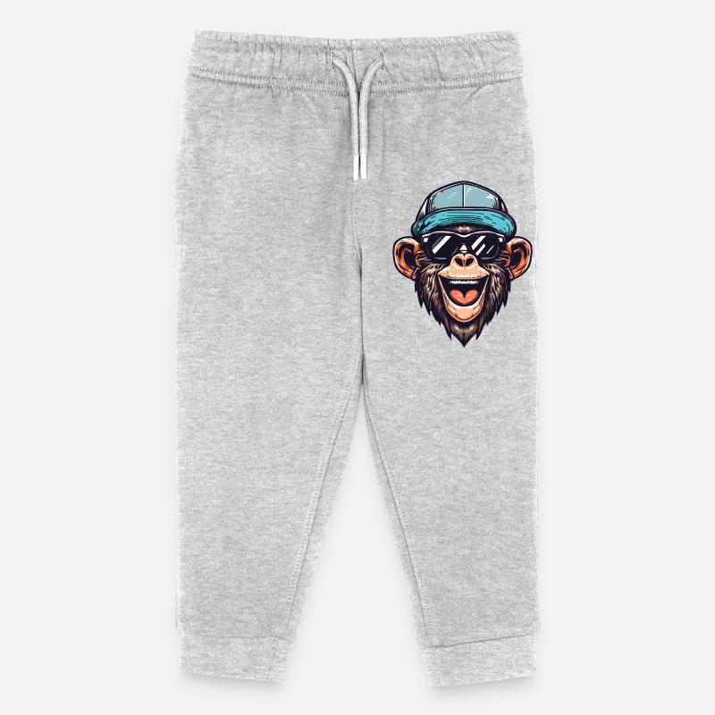 Funny Monkey - Kids Organic Sweatpants by Stanley/Stella - heather grey