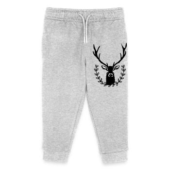 Deer with laurel wreath - Kids Organic Sweatpants by Stanley/Stella - heather grey - Front