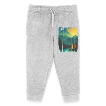 Paysage Feu de camp Forêt - Pantalon de jogging enfant bio Stanley/Stella - gris chiné - Devant