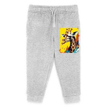 Giraffe Color Explosion Neon - Kids Organic Sweatpants by Stanley/Stella - heather grey - Front
