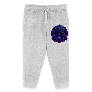 Rose Skull Neon vaporwave Skull - Kids Organic Sweatpants by Stanley/Stella - heather grey - Front