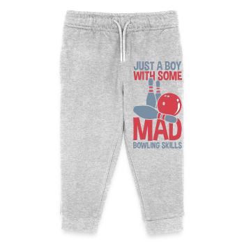 Bowling Boy - Kids Organic Sweatpants by Stanley/Stella - heather grey - Front