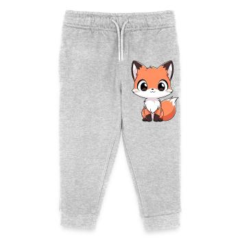 Fox Forest Animals Love Comic Nature Animal Child Baby - Kids Organic Sweatpants by Stanley/Stella - heather grey - Front