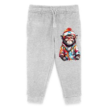 Coole Affe - Kinder Organic Jogginghose Mini Mover von Stanley/Stella - Grau meliert - Vorne