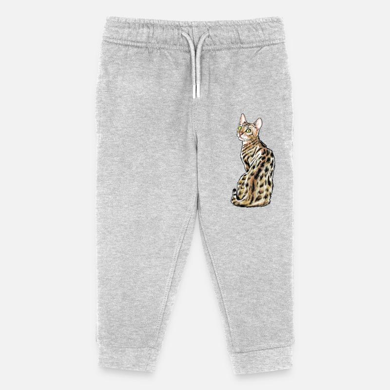 Bengal Katze - Kinder Organic Jogginghose Mini Mover von Stanley/Stella - Grau meliert