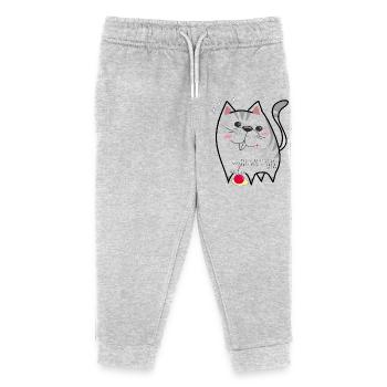 cute cat - Kids Organic Sweatpants by Stanley/Stella - heather grey - Front