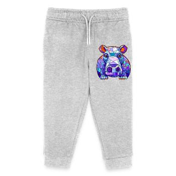 Nilpferd Hippo - Kinder Organic Jogginghose Mini Mover von Stanley/Stella - Grau meliert - Vorne