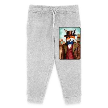Western Fuchs Glückspieler - Kinder Organic Jogginghose Mini Mover von Stanley/Stella - Grau meliert - Vorne