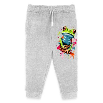 Frosch - Laubfrosch - Froschkönig - Quak - Kinder Organic Jogginghose Mini Mover von Stanley/Stella - Grau meliert - Vorne