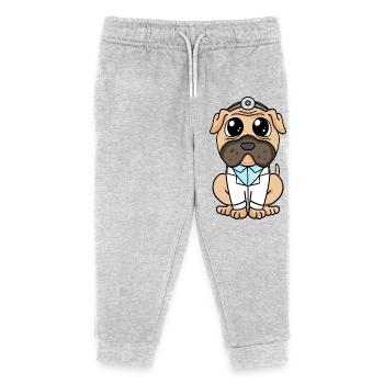 Doctor Dog Doctor Pug - Kids Organic Sweatpants by Stanley/Stella - heather grey - Front