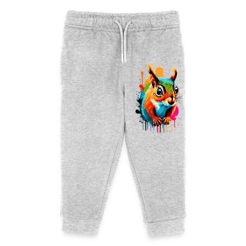 Eichhörnchen Sciurus - Squirrel Farbenfroh - Kinder Organic Jogginghose Mini Mover von Stanley/Stella - Grau meliert - Vorne