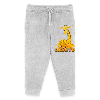 Giraffe Cartoon Jubel - Kinder Organic Jogginghose Mini Mover von Stanley/Stella - Grau meliert - Vorne